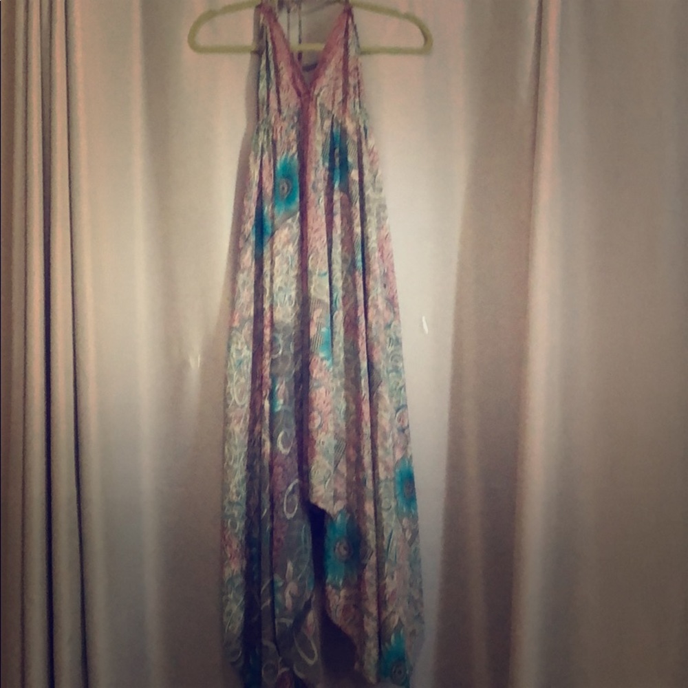 Bohemian silk tie back dress